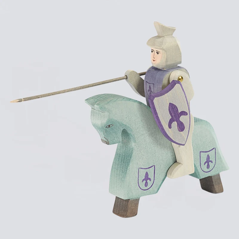 Ostheimer Holzfigur Ritter reitend blau