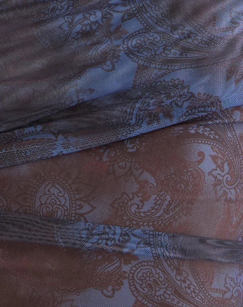 Xiomara Neckholder-Top in Mitternachtsblau mit Paisley-Muster