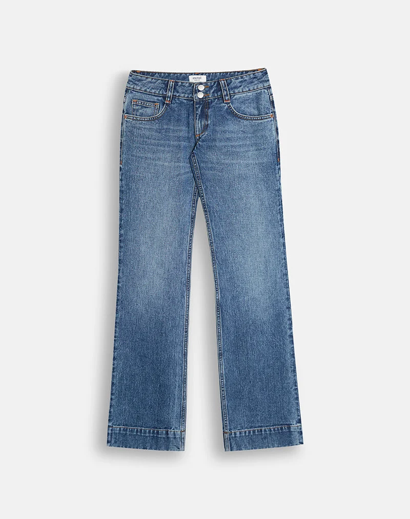 Bootcut-Jeans mit niedriger Leibhöhe in Ozeanblau