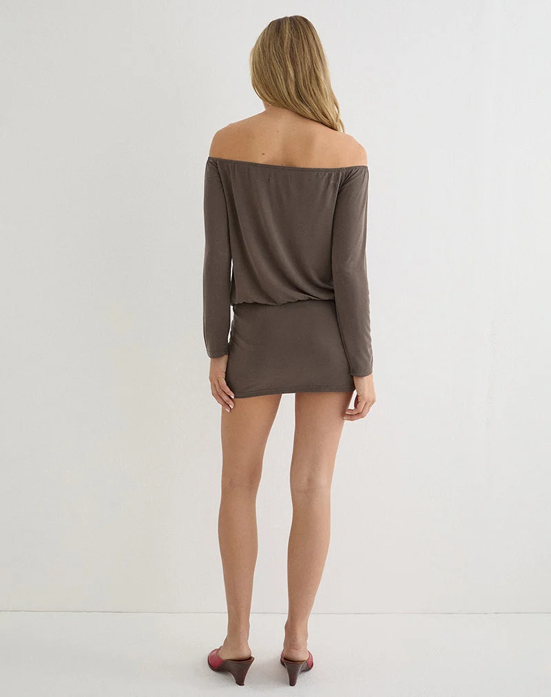 Julitte Minikleid aus Cupro, dunkelbraun