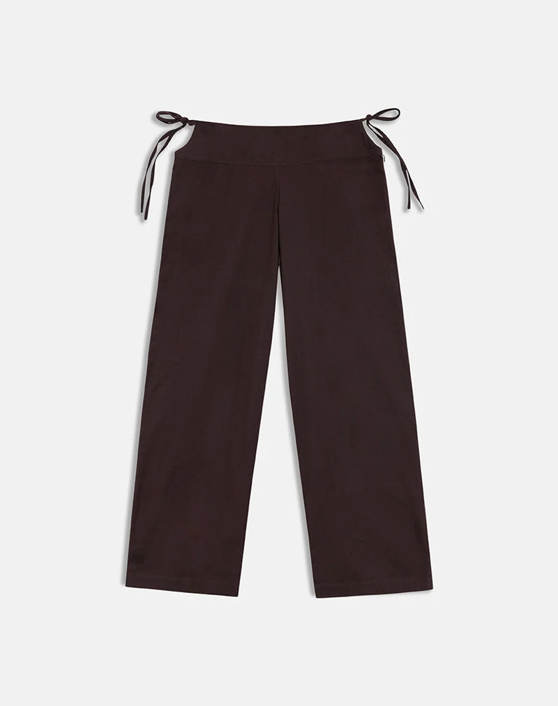 Hose „Olesy“ aus Leinen in Deep Mahogany
