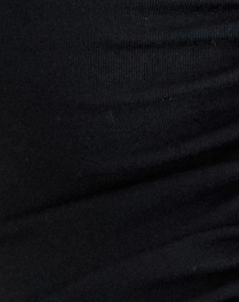 „Kepangan“-Top mit Ausschnitten aus schwarzem Jersey