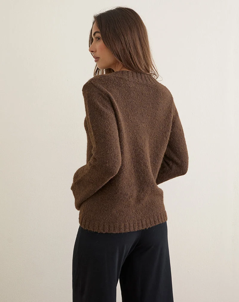 Dinesa-Pullover aus Strick in Schokoladenbraun