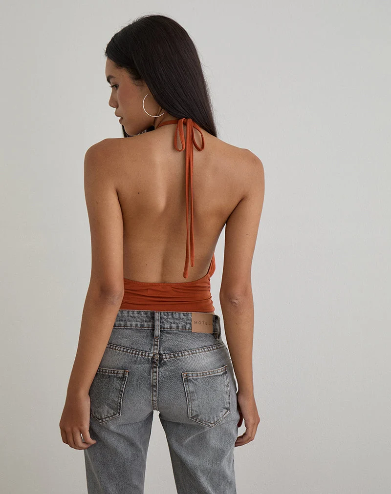 Karise Top aus Cupro in gebranntem Orange