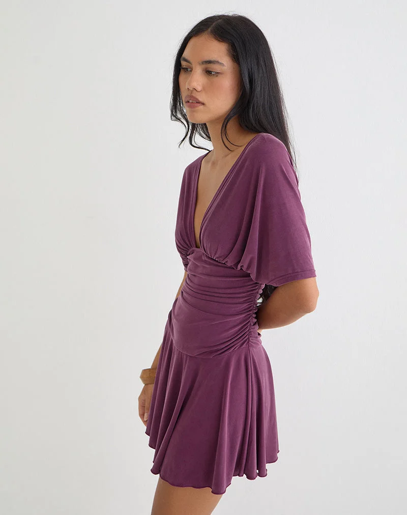 Sunmi Minikleid aus Cupro in Deep Purple