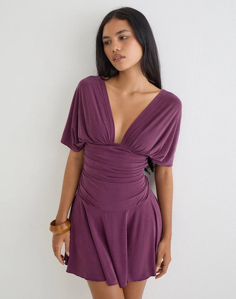 Sunmi Minikleid aus Cupro in Deep Purple