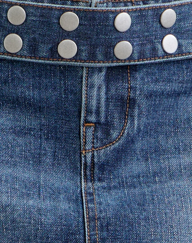 Minirock aus Denim mit Gürtel in Dunkelblau