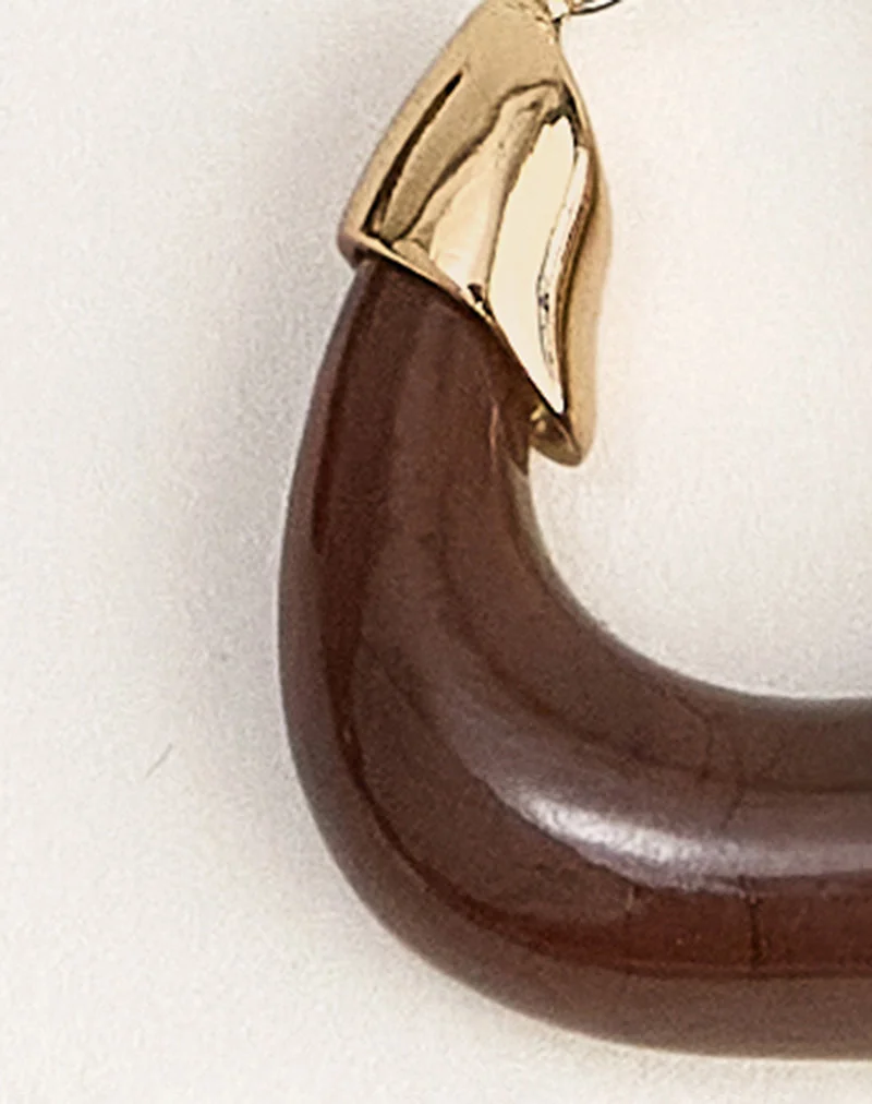 Reifenohrringe aus Acryl in Braun und vergoldet