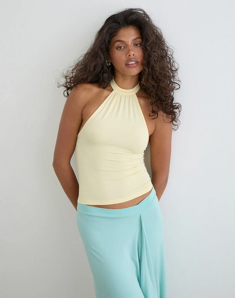 Raceline-Haltertop aus Rayon-Jersey in der Farbe „Lemon“