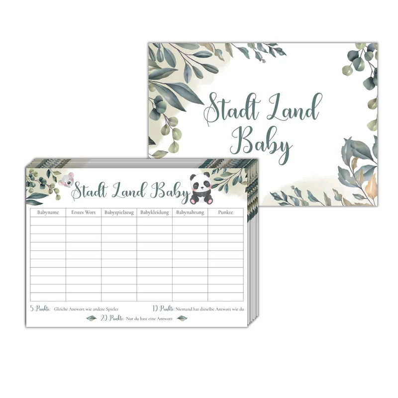 Babyparty-Spiel "Stadt, Land, Baby"