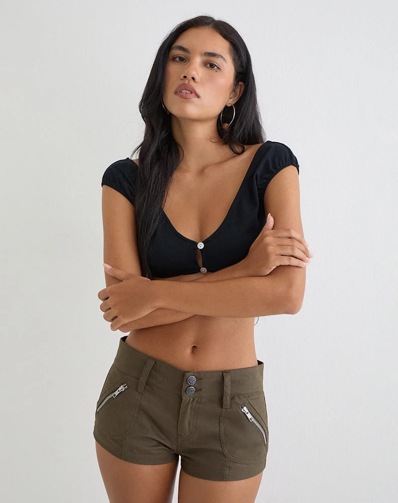 Olra Cargo-Shorts aus leichtem Baumwoll-Twill in Khaki