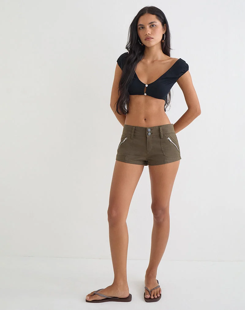 Olra Cargo-Shorts aus leichtem Baumwoll-Twill in Khaki