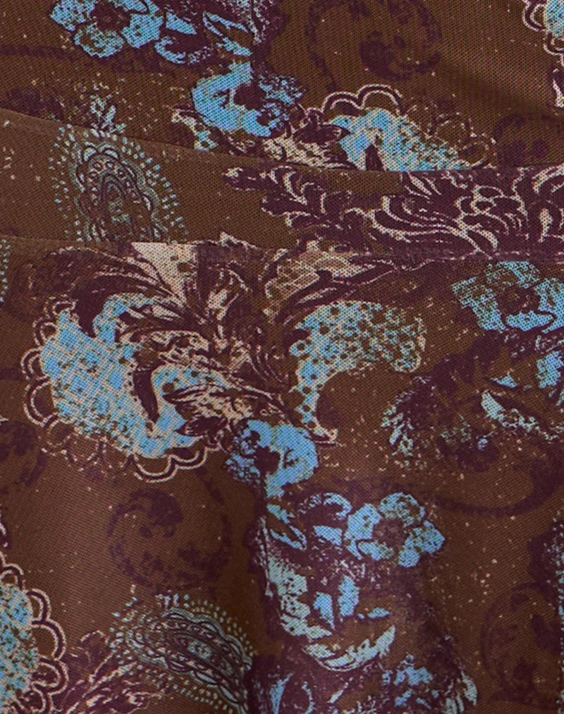 Velanie-Minirock in „Feathery Paisley Brown“