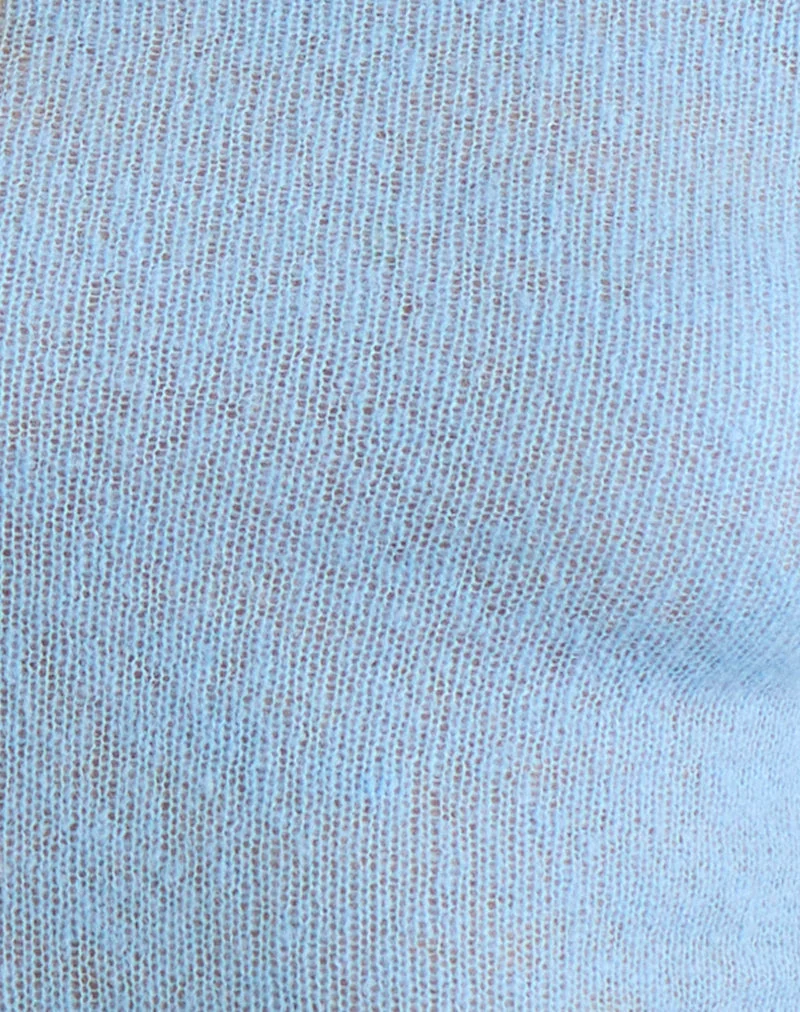 Kaizo-Top aus transparentem Strick in Cool Blue