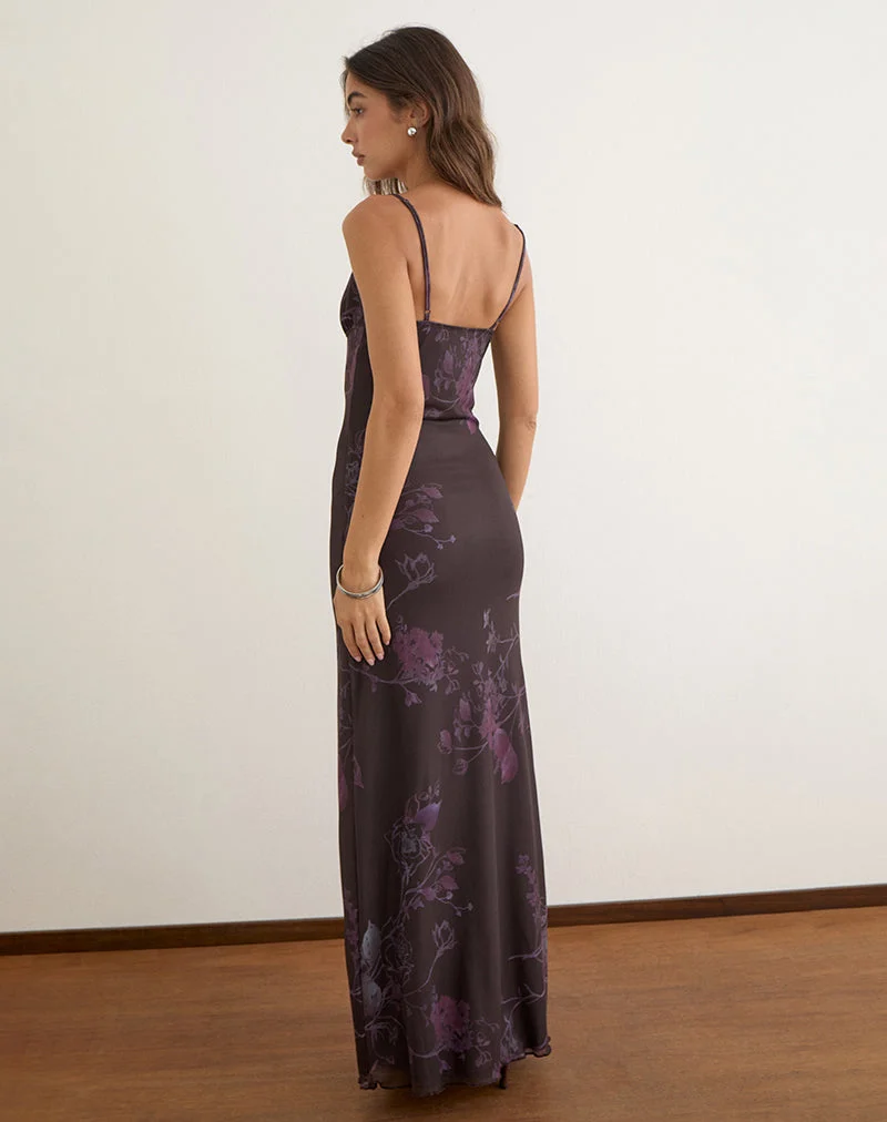 Kalana Maxikleid aus Mesh, Farbe: Serene Ivy, Dark Plum