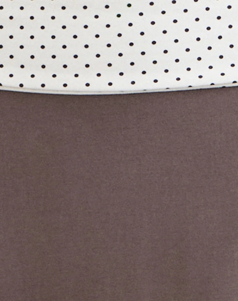 Adah-Midirock in der Farbe „Peppercorn“ mit weißem Bund mit Polka-Dots