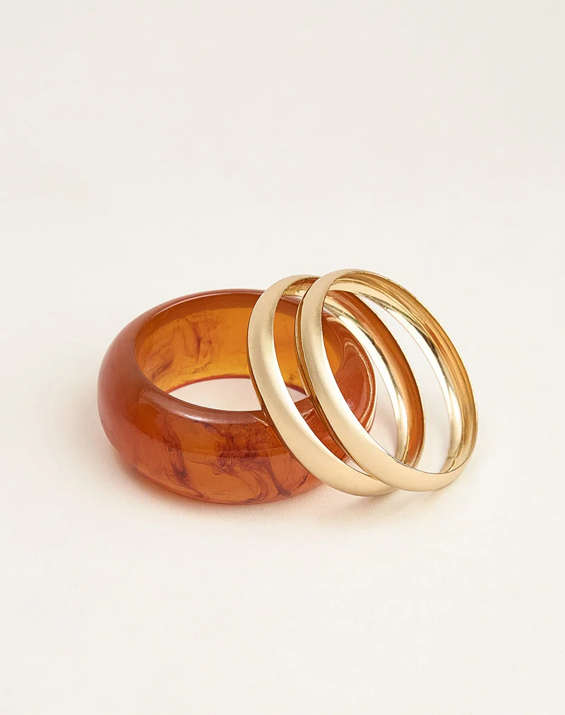 Armreif-Set in Orange und Gold