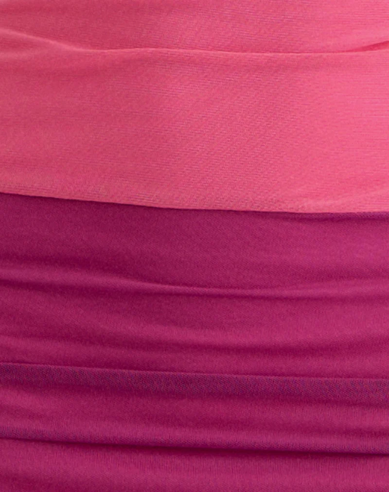 Veridis-Maxikleid in Rosé und Orchideenviolett