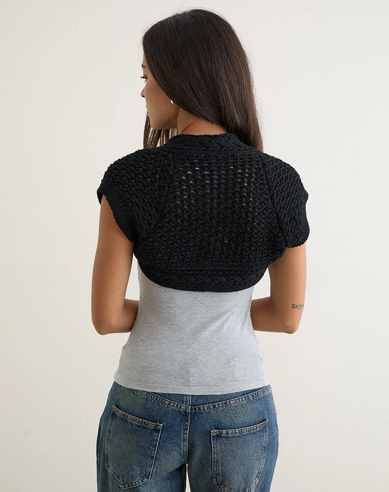 Lopika Bolero mit kurzen Ärmeln aus Strick, schwarz