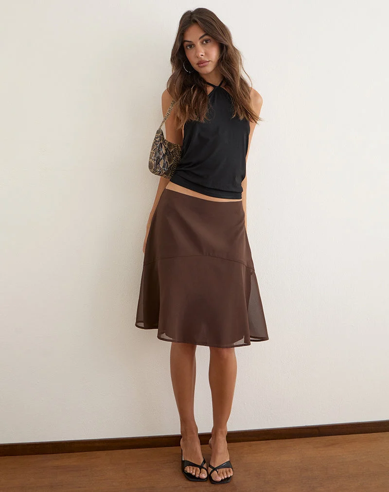 Namora Midi-Rock aus braunem Chiffon