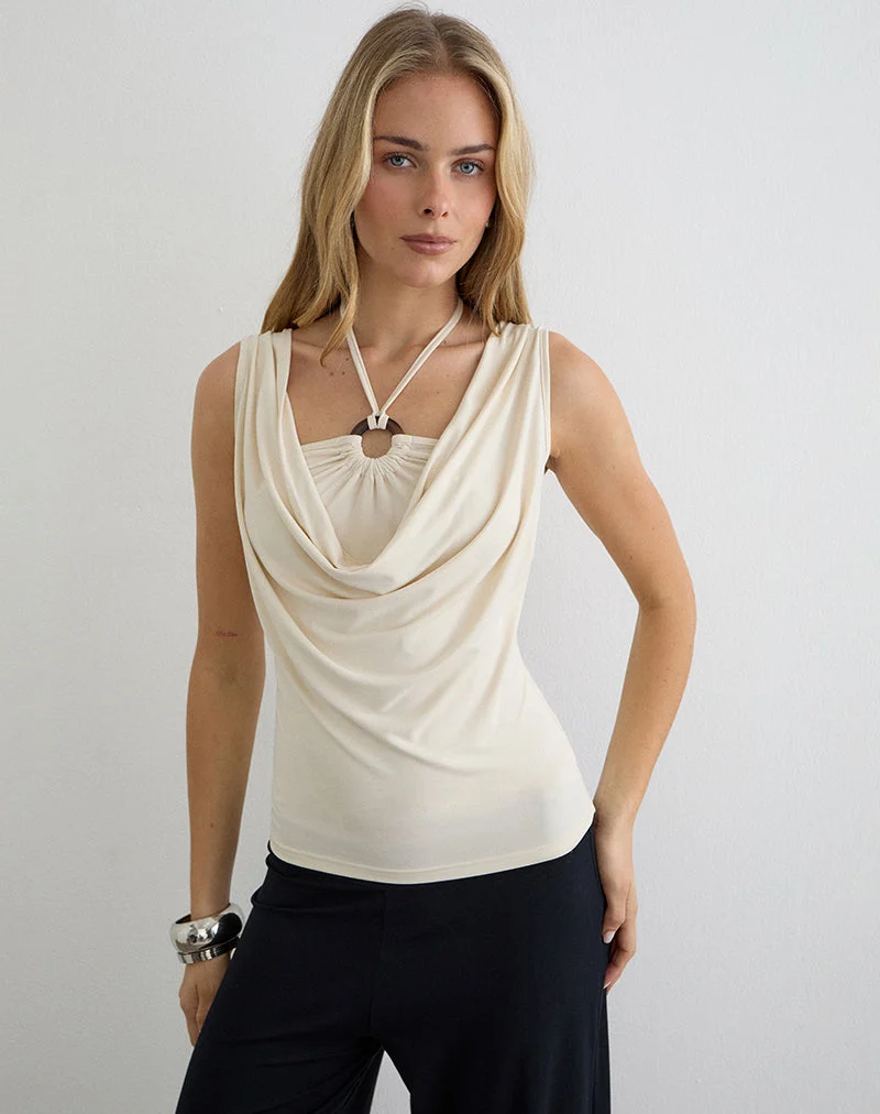 Olinda-Haltertop aus Cupro in Creme