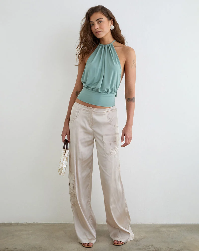 Miruna-Halterneck-Top in Aquagrau