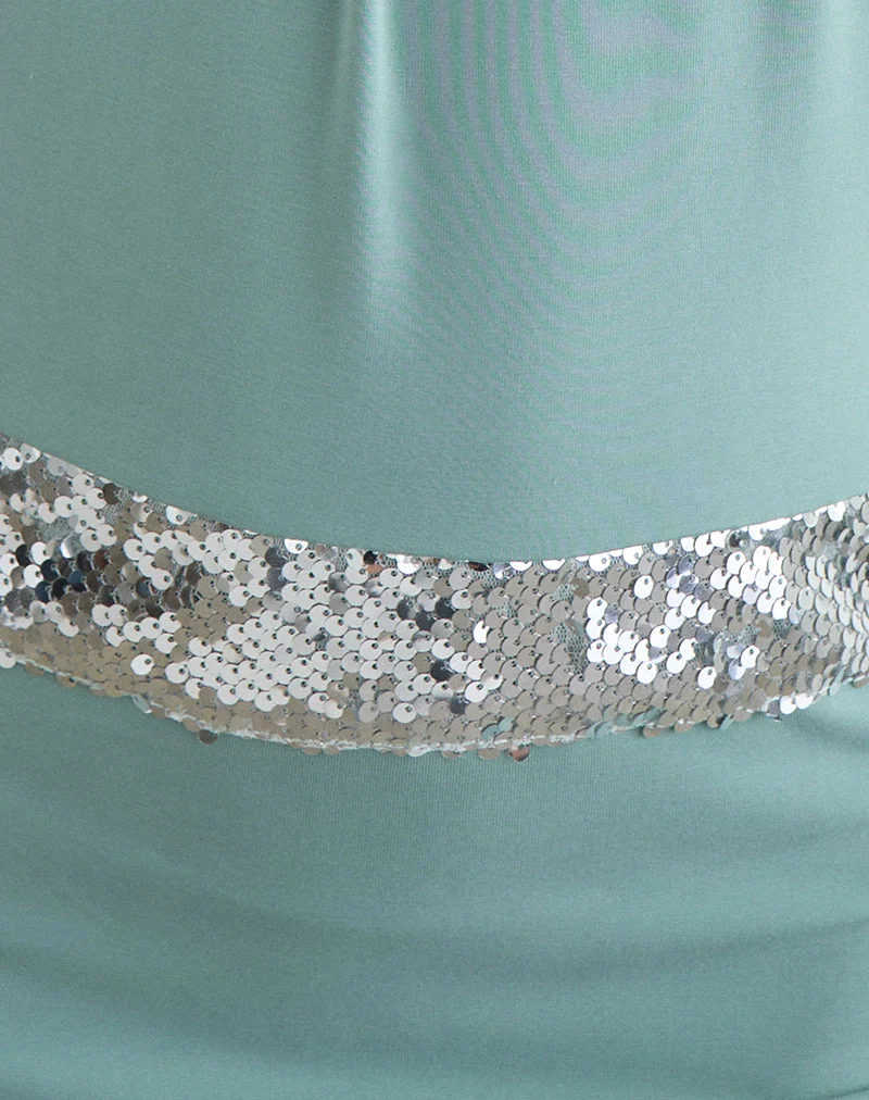 Karuna Maxikleid mit hohem Kragen in Aqua-Grau