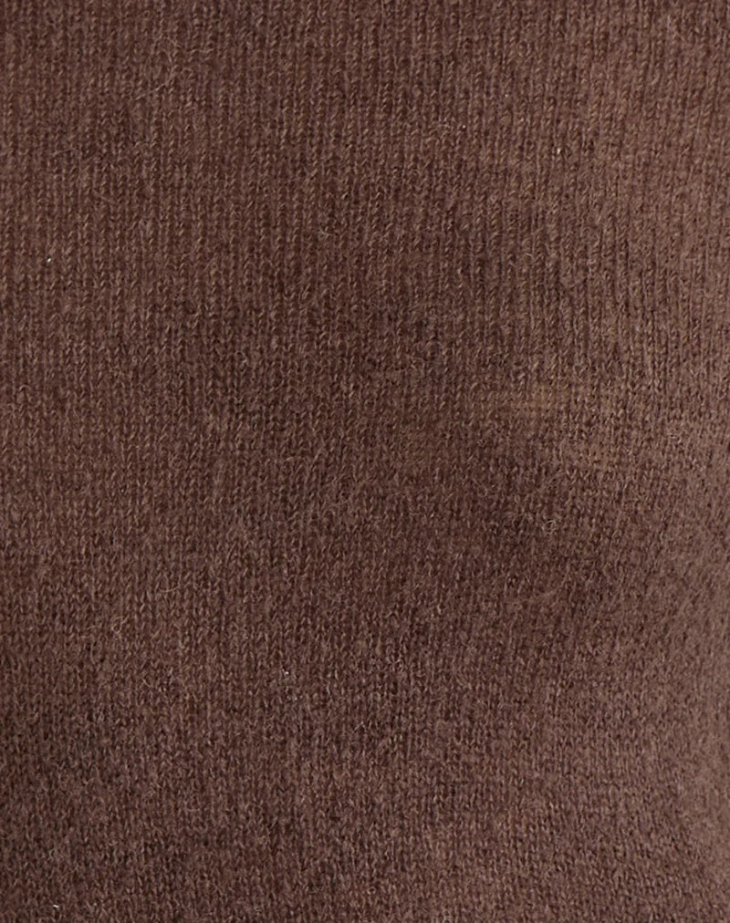 Soha Langarm-Oberteil aus transparentem Strick in der Farbe „Dark Chocolate“