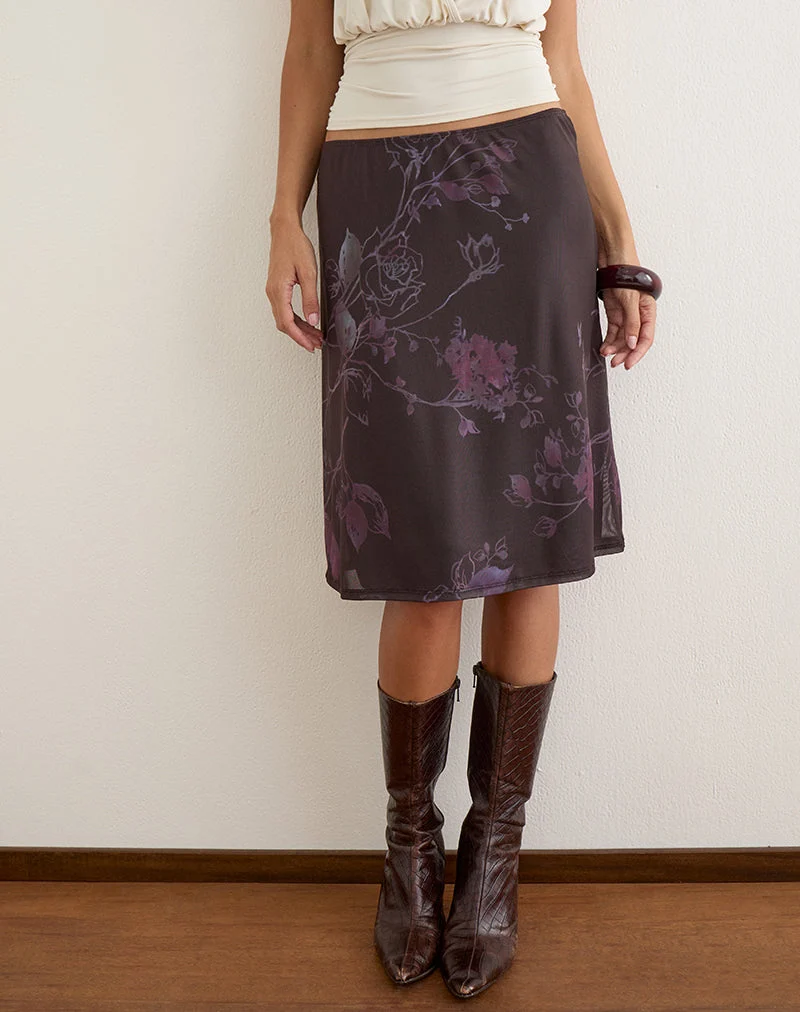 Laena Midi-Rock aus Mesh, Farbe: Serene Ivy, Dark Plum
