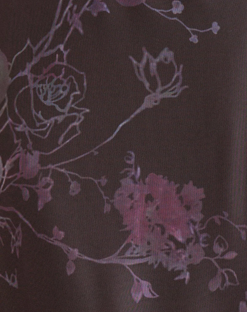 Laena Midi-Rock aus Mesh, Farbe: Serene Ivy, Dark Plum