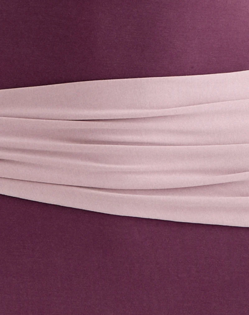 Moisa-Maxikleid aus Cupro in Deep Purple und Dusty Pink