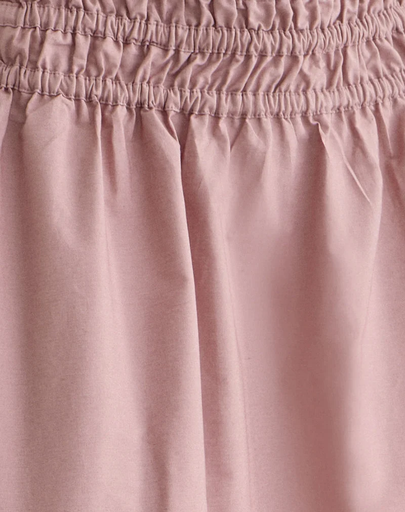 Khimar-Midirock mit Raffungen aus Popeline in der Farbe „Dusty Rose“