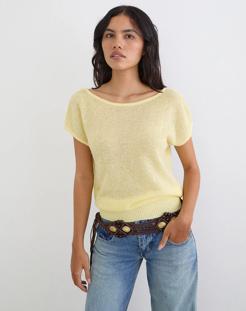 Sinda Scoopback-Top aus Strick in der Farbe „Lemon“