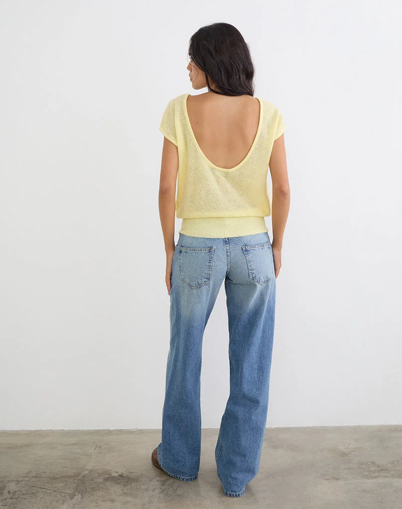Sinda Scoopback-Top aus Strick in der Farbe „Lemon“