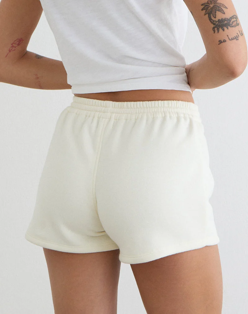 Lecent-Shorts in Winterweiß mit farblich abgestimmter „M“-Stickerei