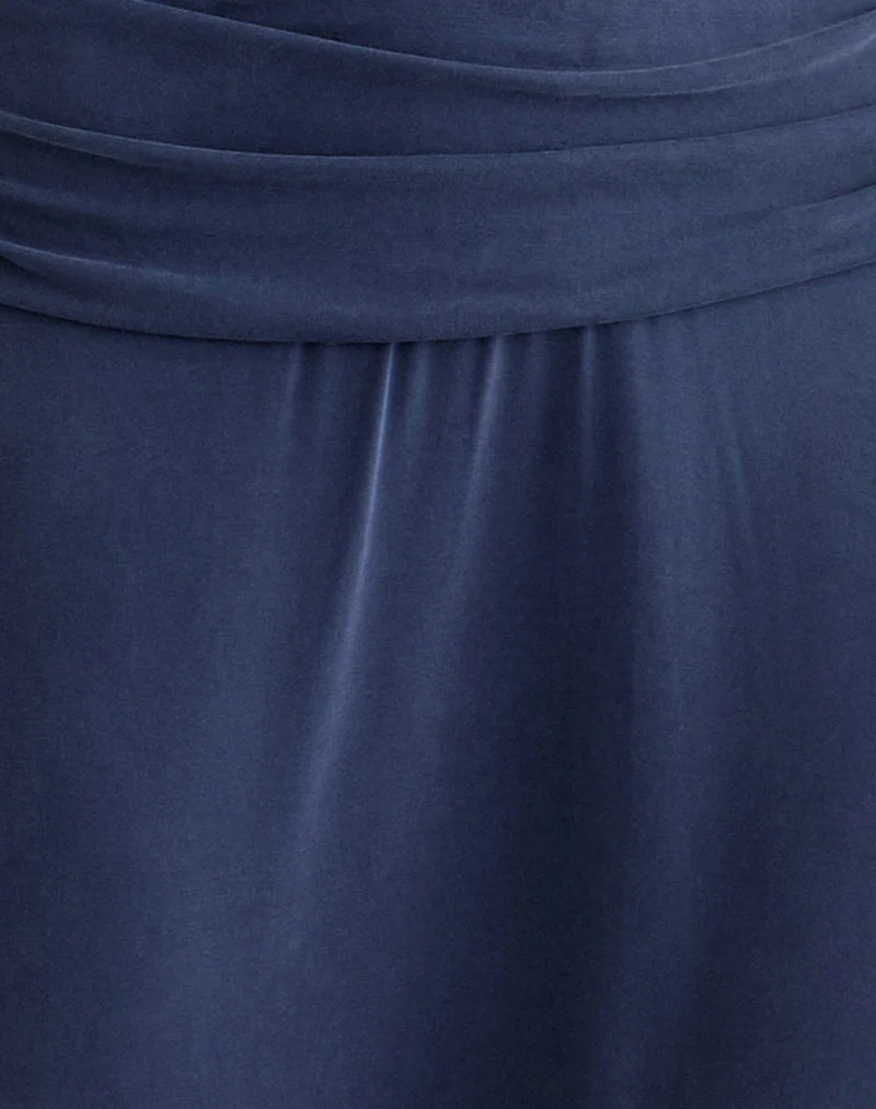 Kiku-Maxikleid aus Cupro in Marineblau