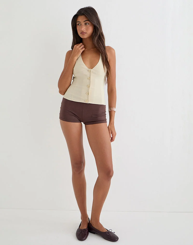Ortee-Top mit Neckholder-Ausschnitt in der Farbe „Tailoring Buttercream“