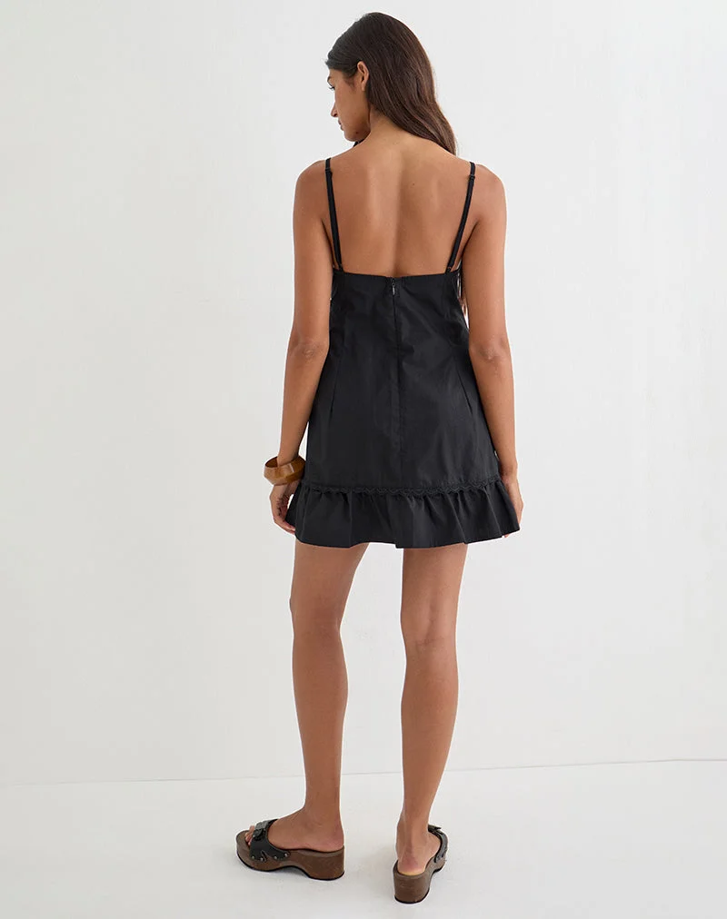 Tavita Minikleid aus Popeline, schwarz