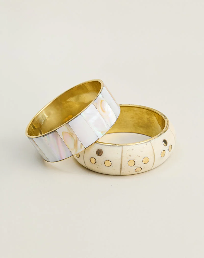 Armreif-Set in Elfenbein und Gold