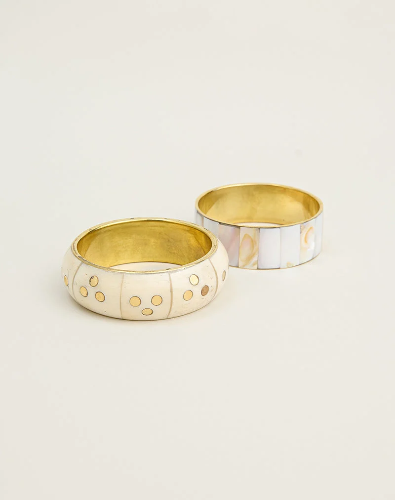 Armreif-Set in Elfenbein und Gold