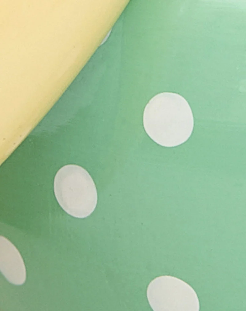 Armreif-Set aus grünem Armreif mit Polka-Dots und gelbem Armreif