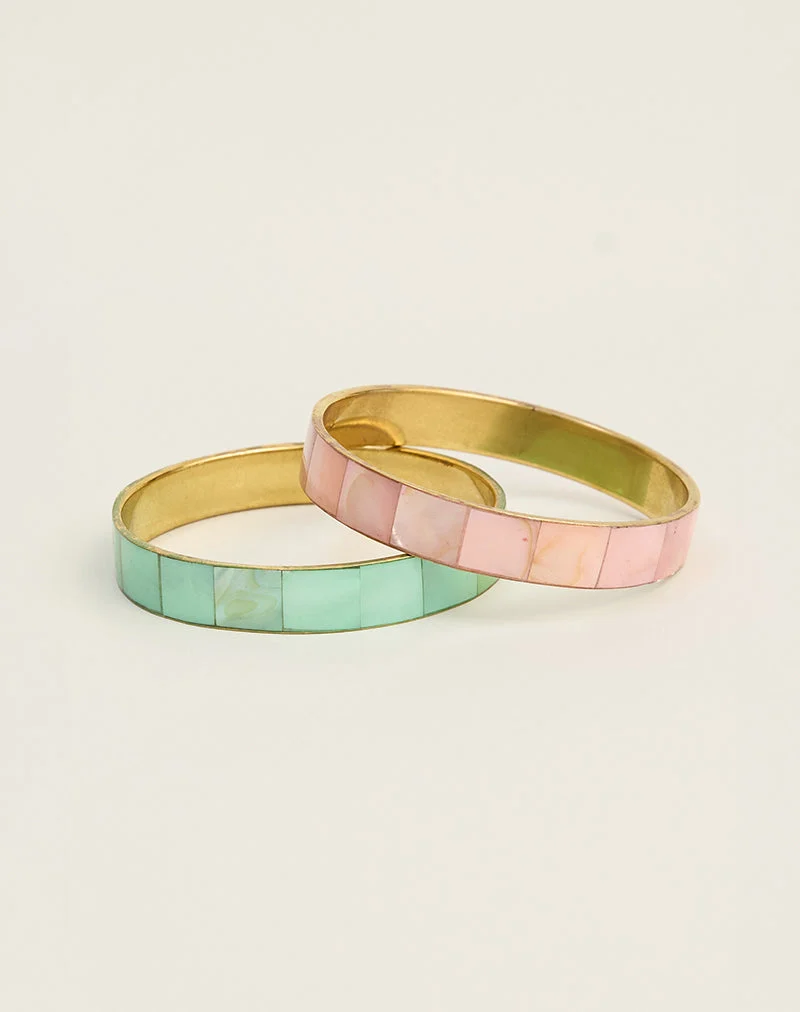Armband-Set in Türkis und Rosa