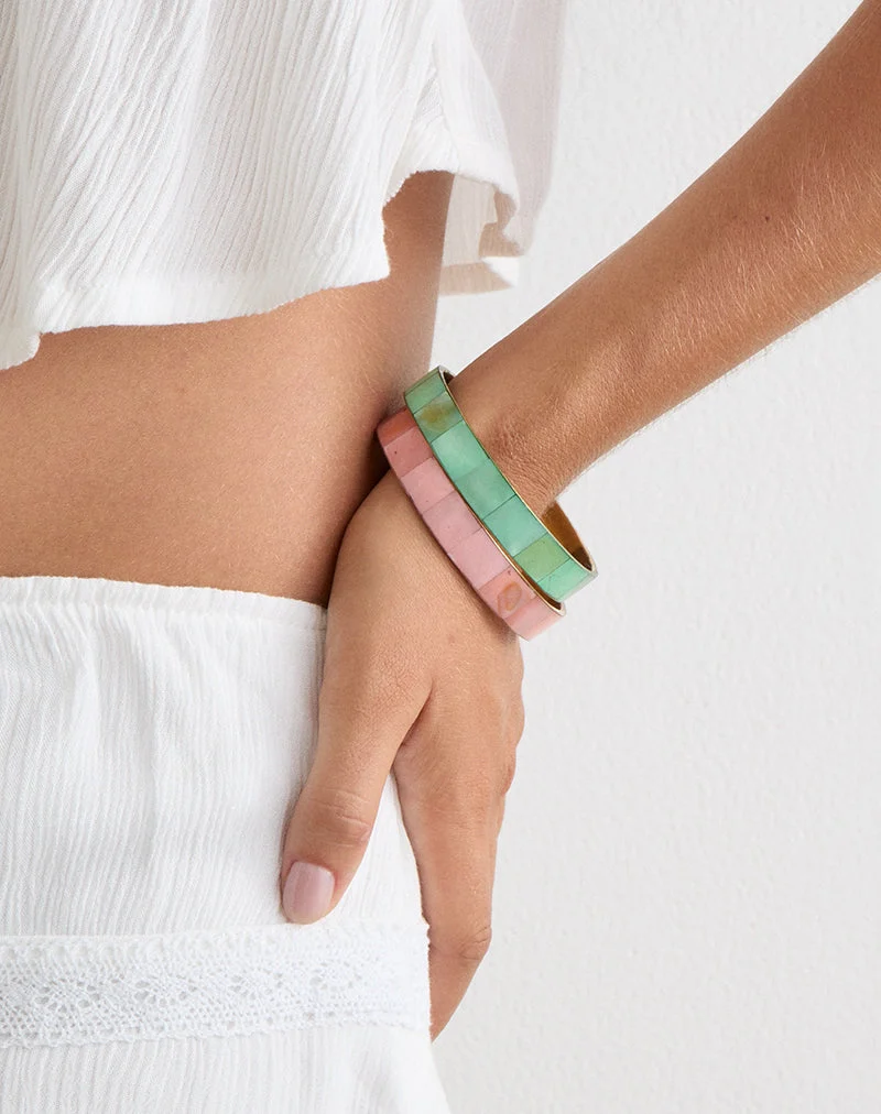 Armband-Set in Türkis und Rosa
