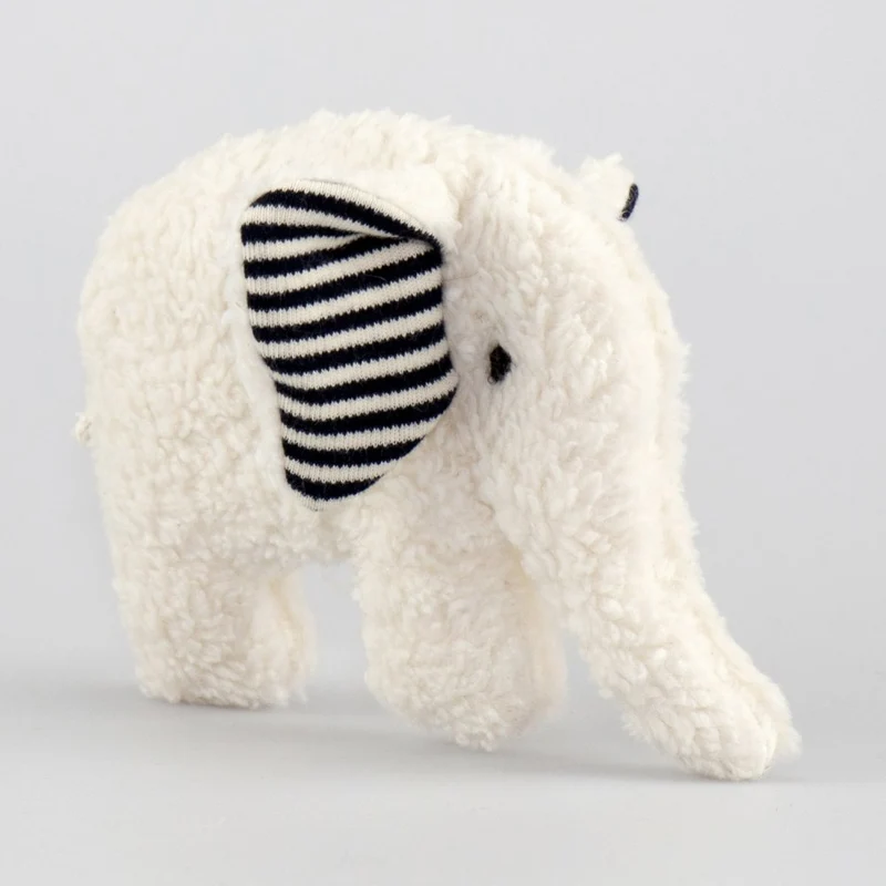 Greifling Elefant natur-blau - mit Rassel / mit Schafwollfüllung / mit Kirschkernfüllung
