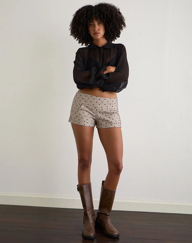 Lumin Mini Shorts in Beige mit Polka-Nadelstreifen