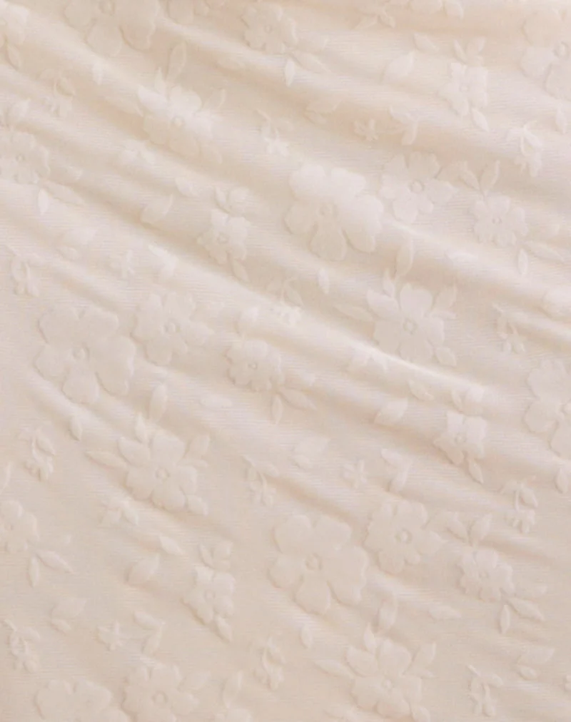 Gerda Maxikleid in Creme mit Blumenflock