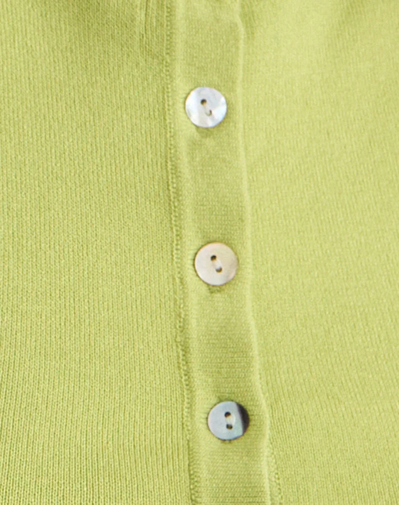 Baniah Kurze Strickjacke aus Flachstrick in Lily Green