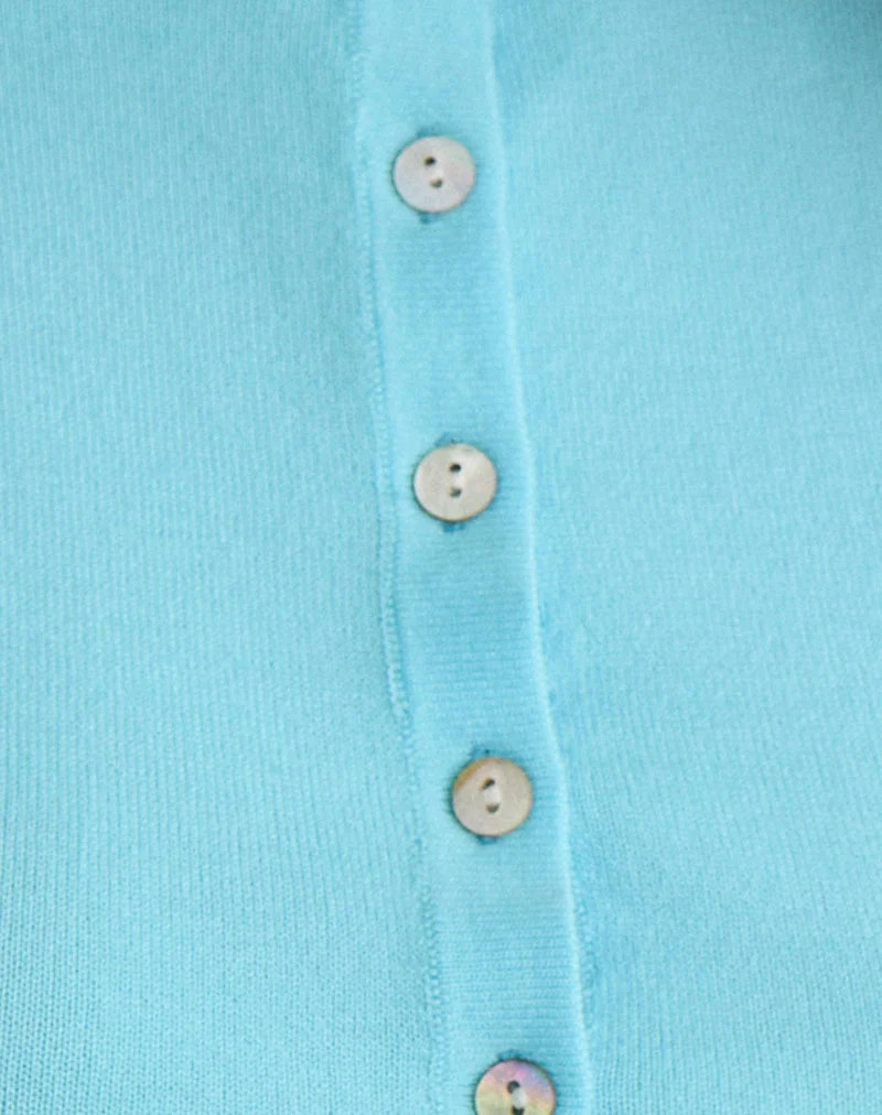 Baniah Kurze Strickjacke aus Flachstrick, blau