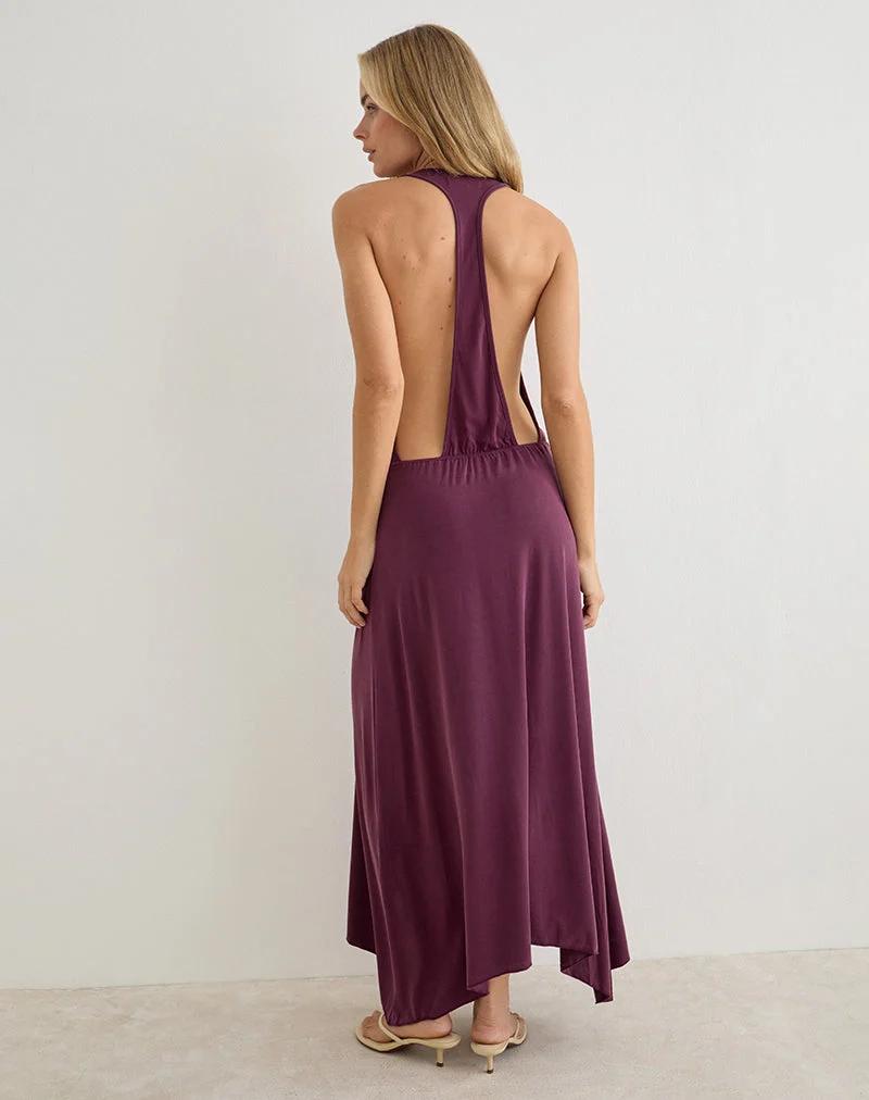Kiku-Maxikleid aus Cupro in Deep Purple