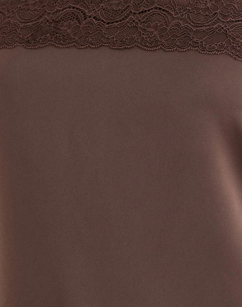 Sakya Bandeau-Minikleid aus braunem Satin